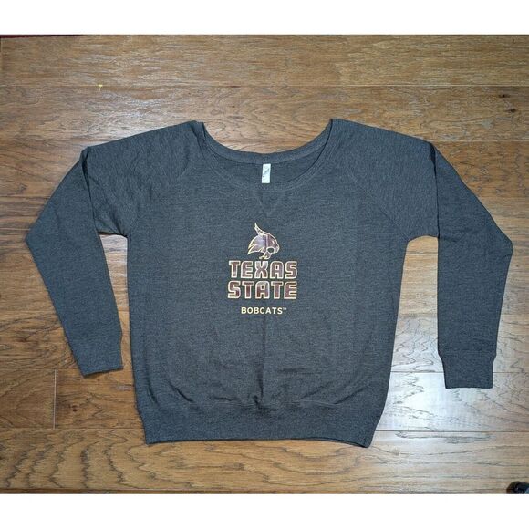 Texas State University Bobcats Off The Shoulder Sweatshirt‎ Oversized Women XL - Picture 1 of 10
